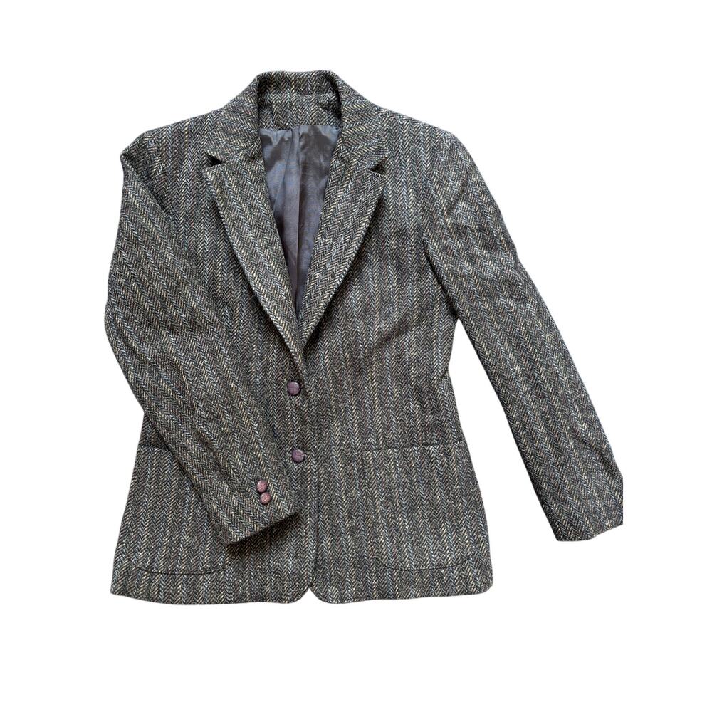 Vintage Kensington Square Herringbone Tweed/Wool Blazer, Size “10”